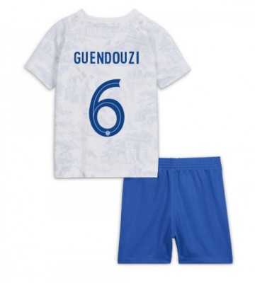 Frankrike Matteo Guendouzi #6 Bortaställ Barn VM 2022 Kortärmad (+ Korta byxor)